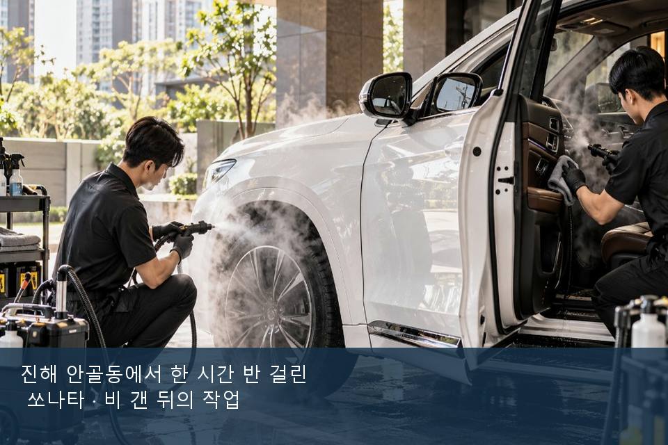 진해 안골동에서 한 시간 반 걸린 쏘나타 · 비 갠 뒤의 작업